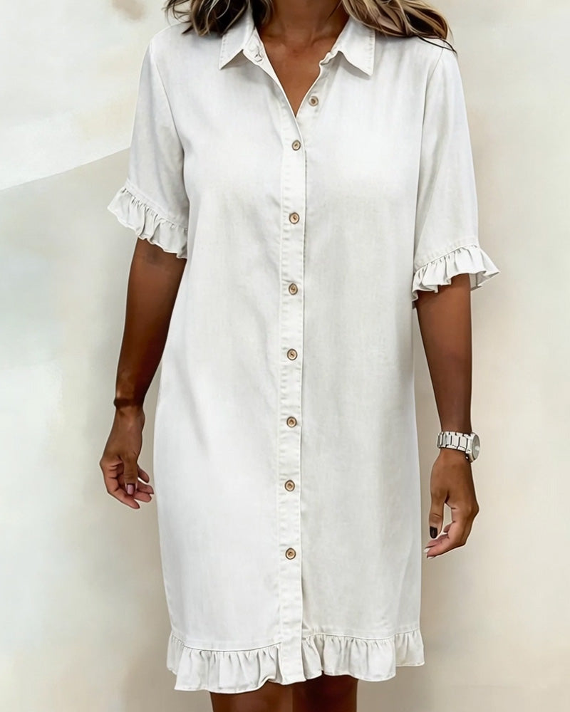 Enora | Robe en Denim Confortable avec Plis Flatteurs