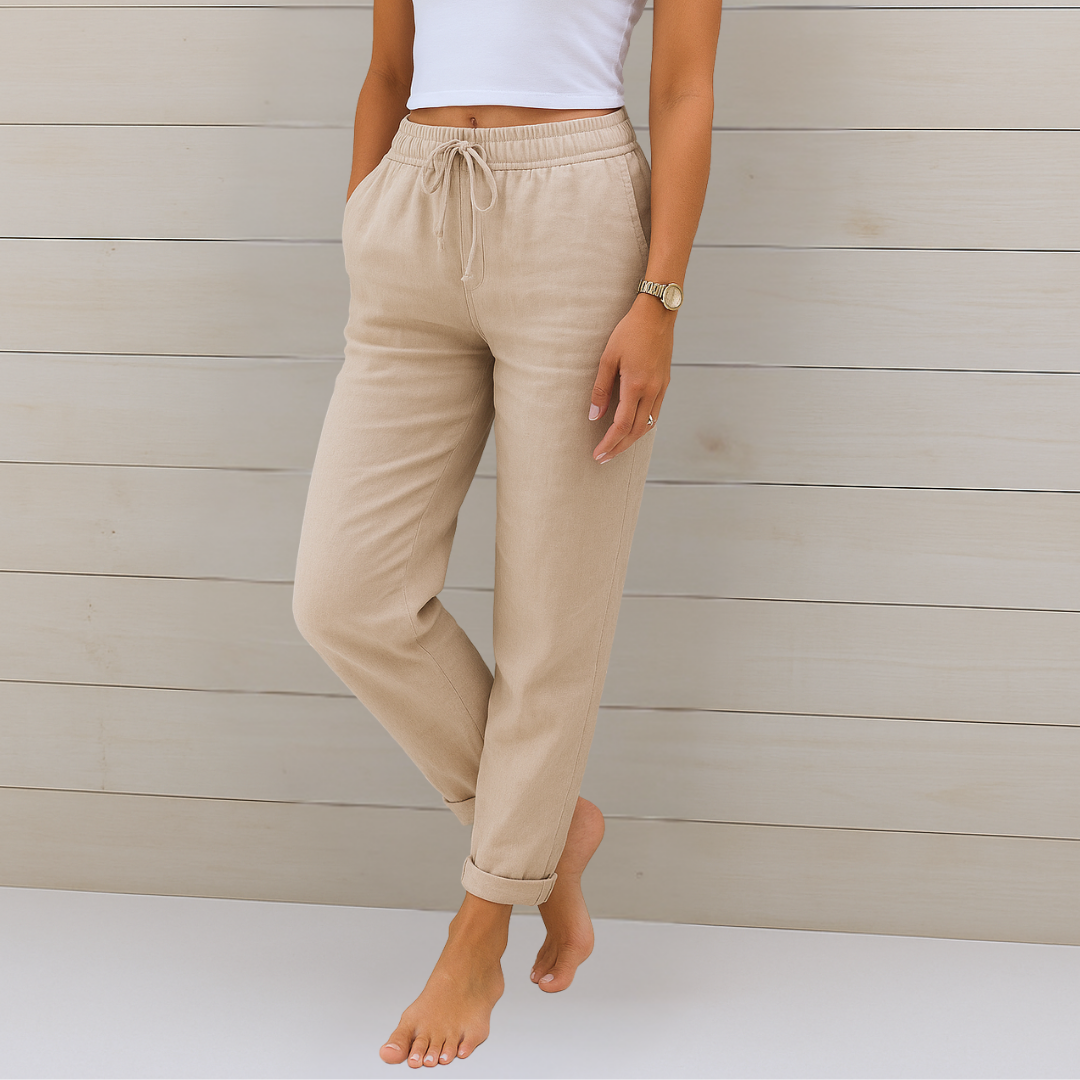 Enora - Pantalon en lin extensible et respirant