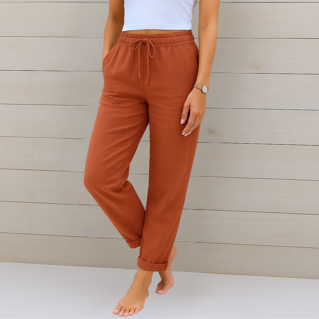 Enora - Pantalon en lin extensible et respirant
