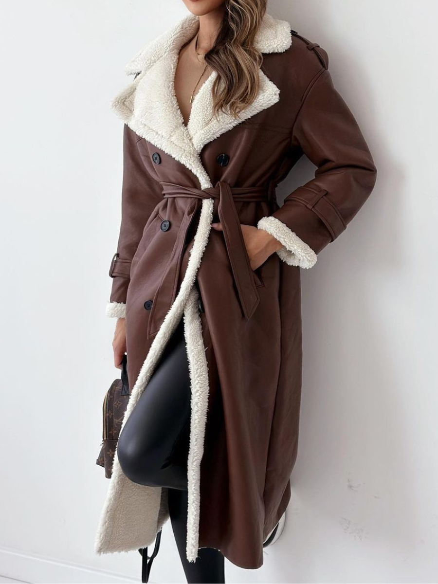 Enora - Manteau long élégant avec col duveteux