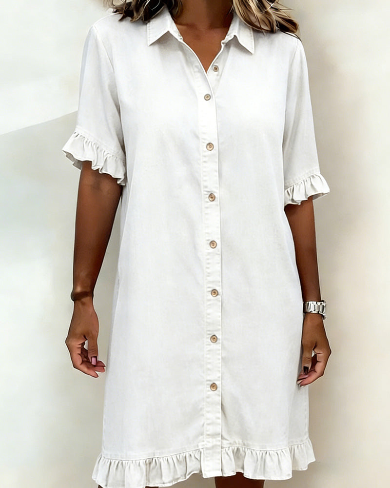 Enora | Robe en Denim Confortable avec Plis Flatteurs