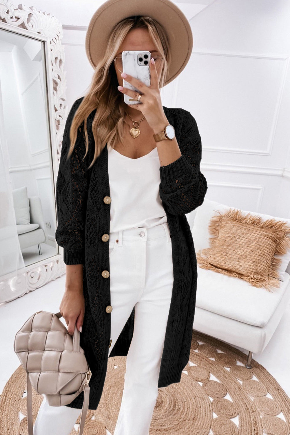 Enora - Cardigan long en dentelle