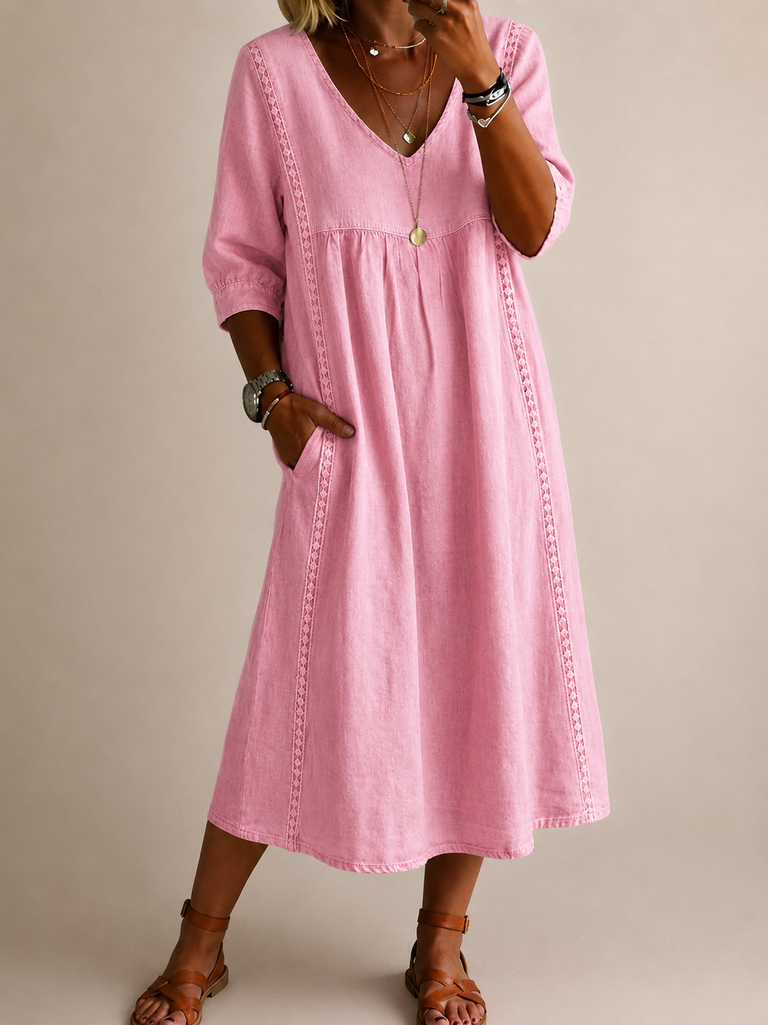 Enora - Robe en lin et coton à la coupe sublimante