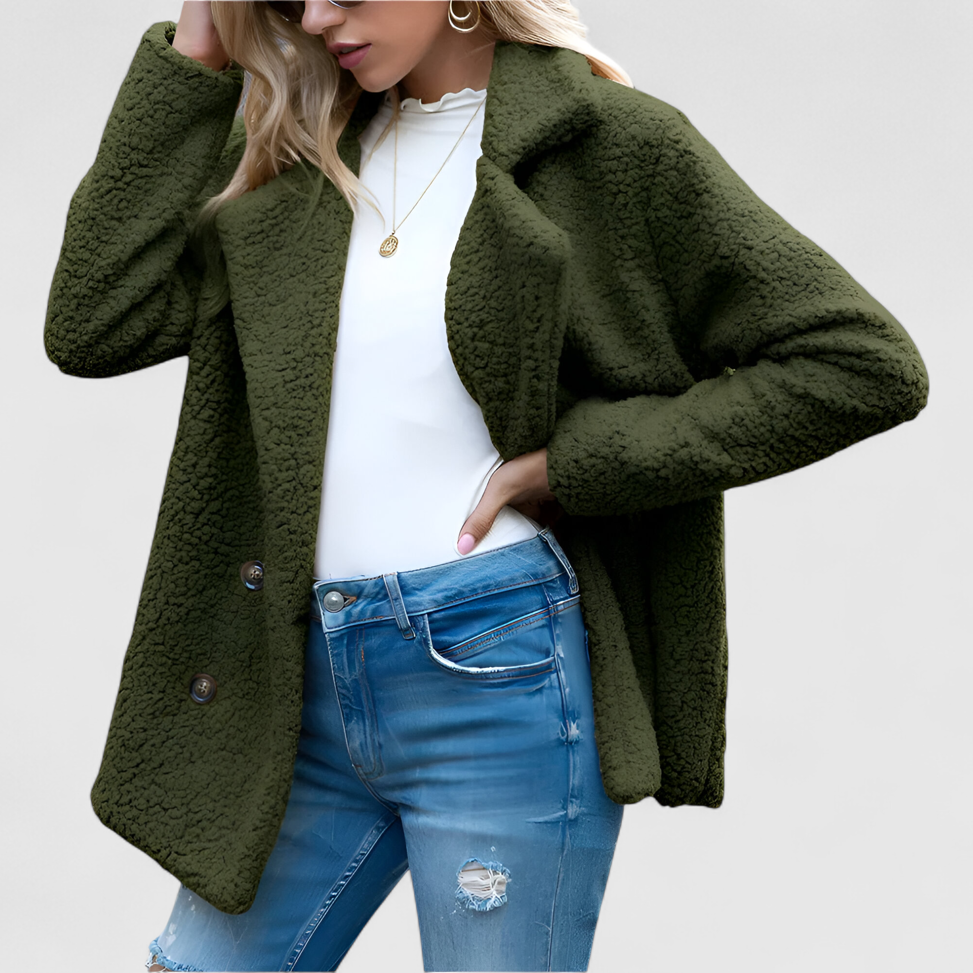 Enora - Veste Femme Élégante en Sherpa Doux