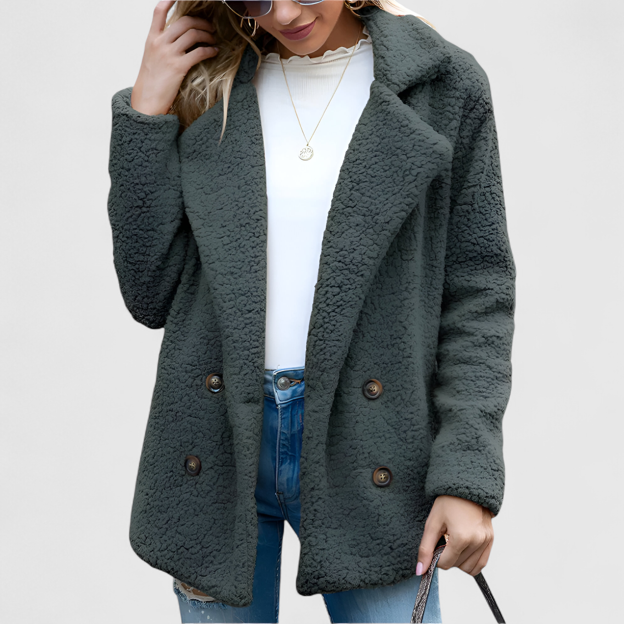 Enora - Veste Femme Élégante en Sherpa Doux
