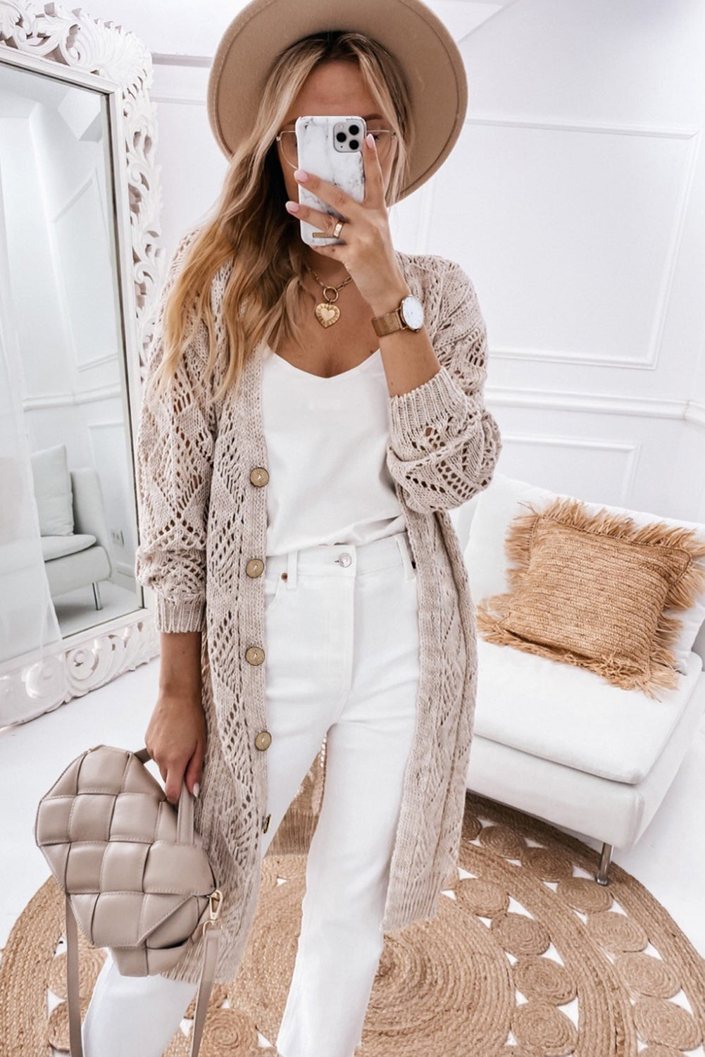 Enora - Cardigan long en dentelle