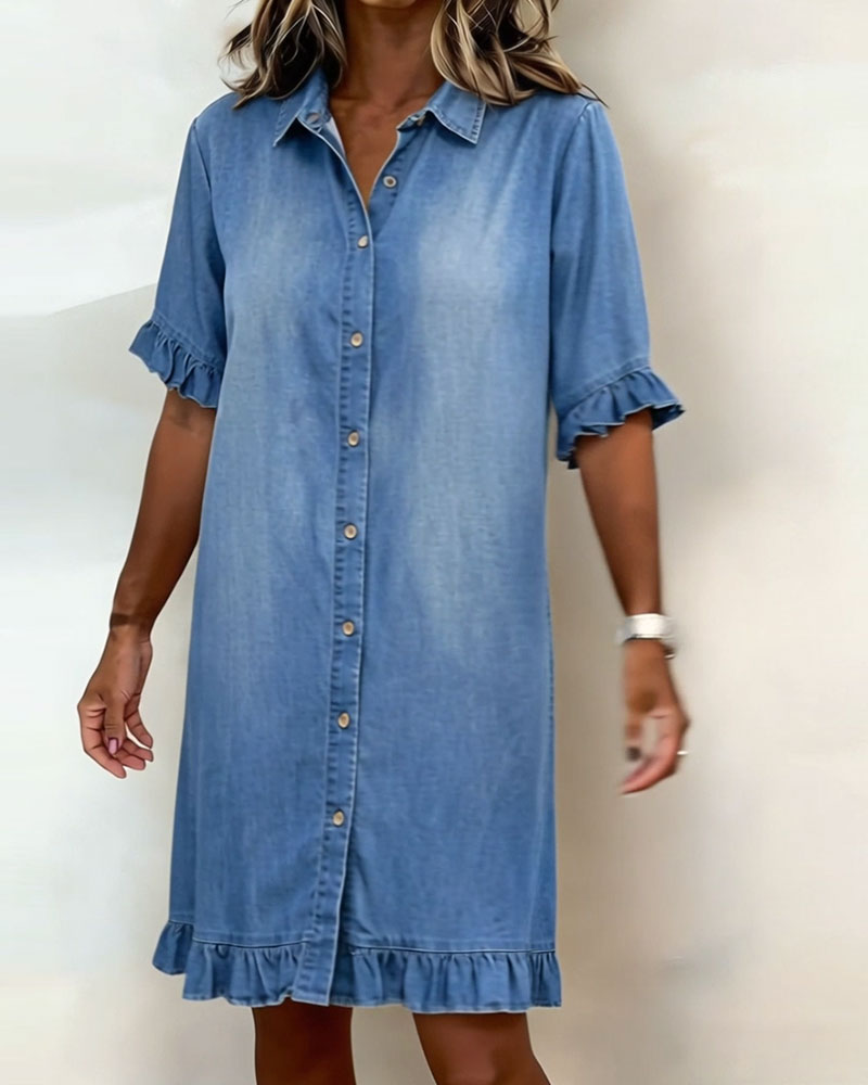 Enora | Robe en Denim Confortable avec Plis Flatteurs
