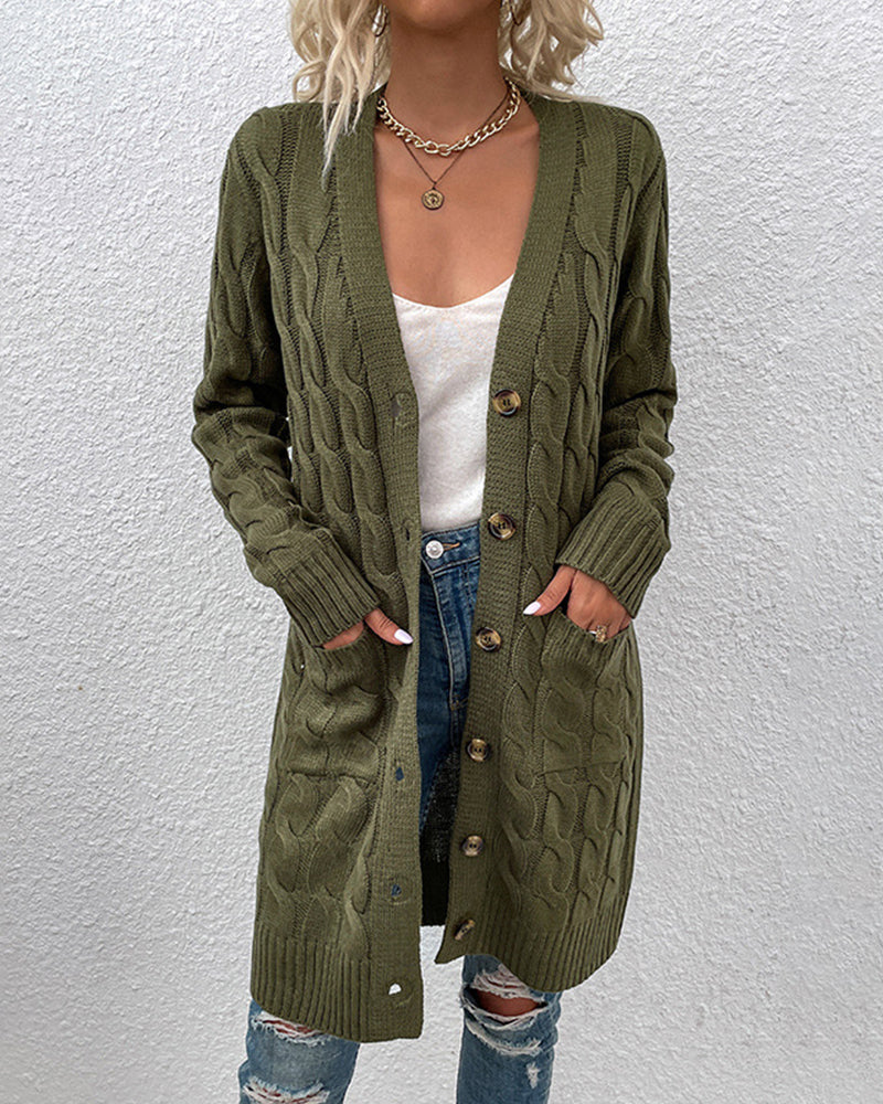 Enora - Gilet long en maille torsadée