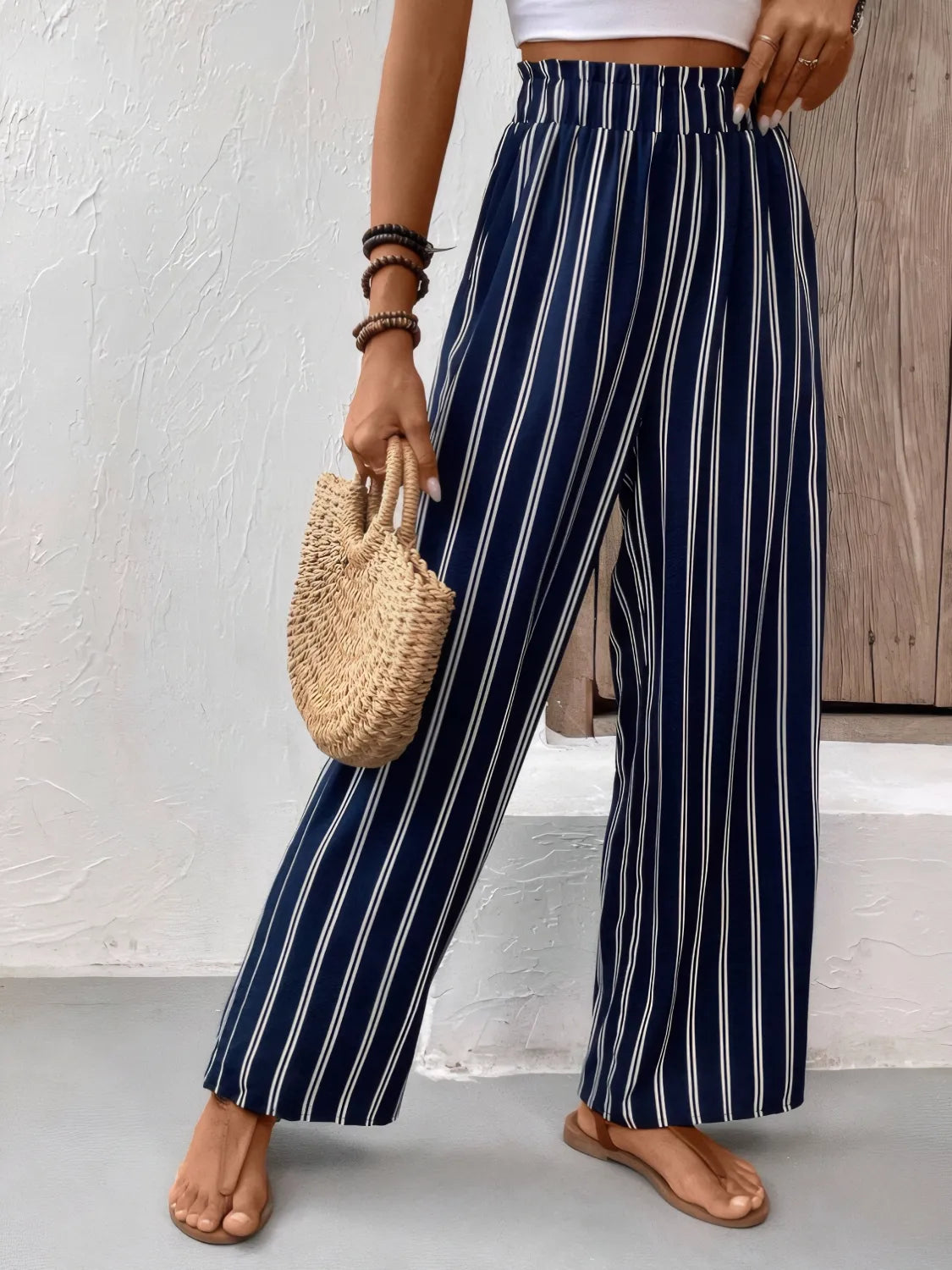 Enora - Pantalon large à rayures