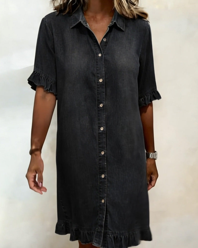 Enora | Robe en Denim Confortable avec Plis Flatteurs