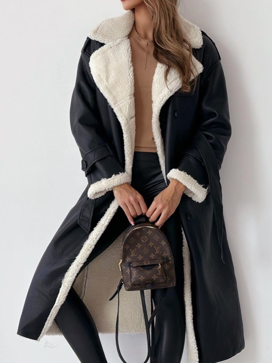 Enora - Manteau long élégant avec col duveteux