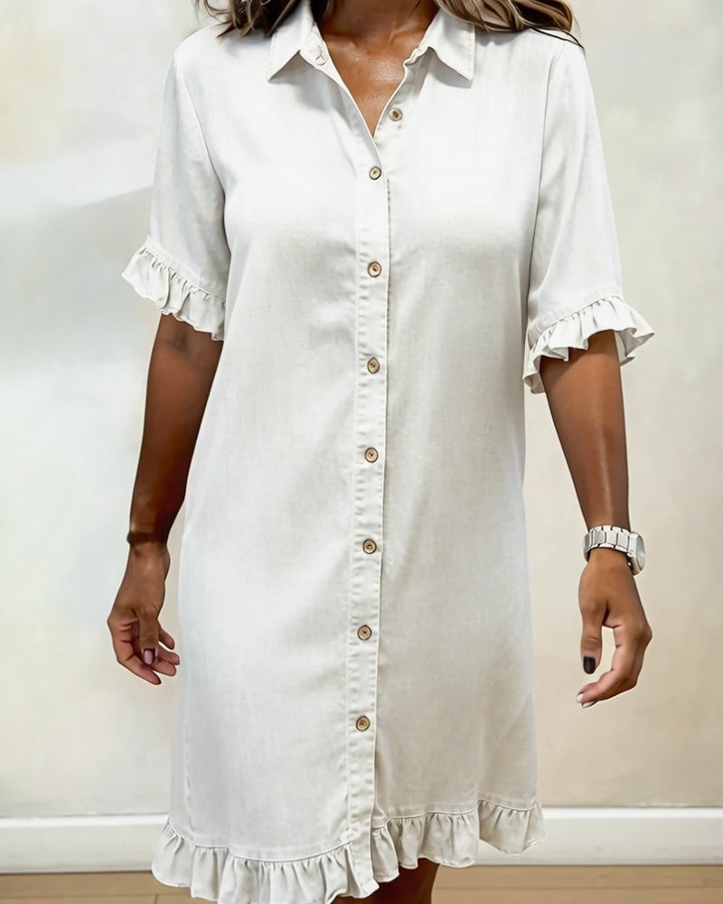 Enora | Robe en Denim Confortable avec Plis Flatteurs