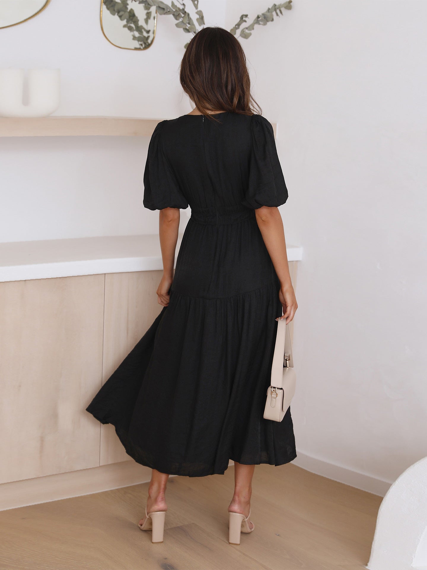 Enora - Robe à manches bouffantes