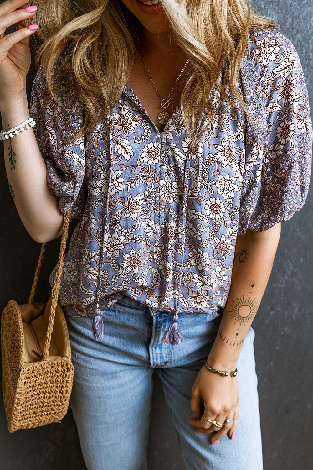 Enora - Chemisier à fleurs Boho