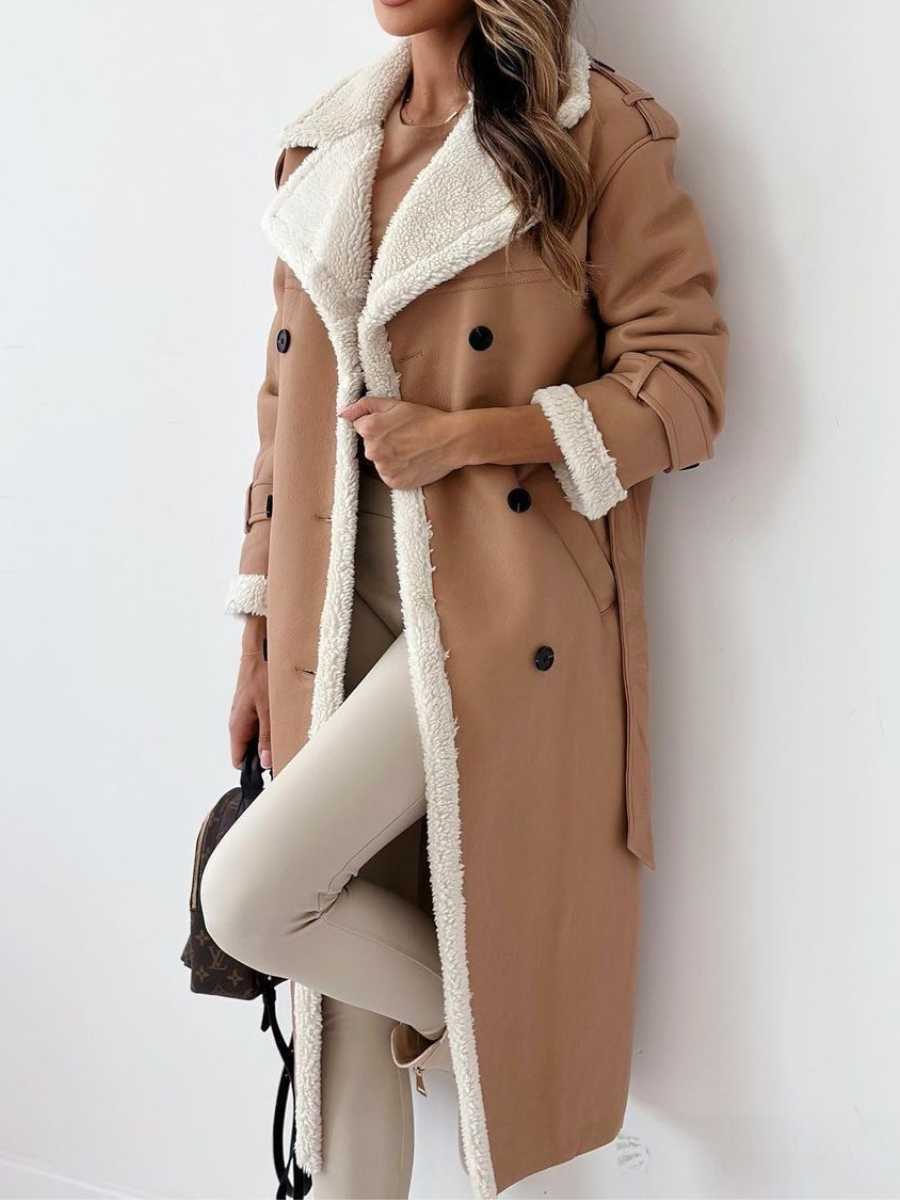 Enora - Manteau long élégant avec col duveteux