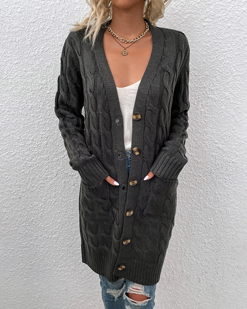 Enora - Gilet long en maille torsadée
