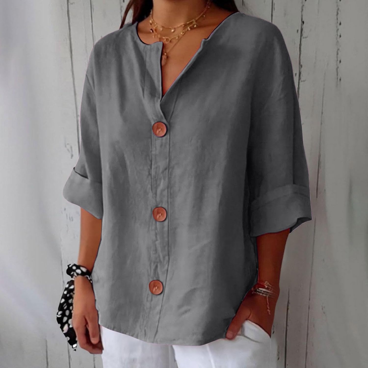 Enora - Blouse en Lin Décontractée