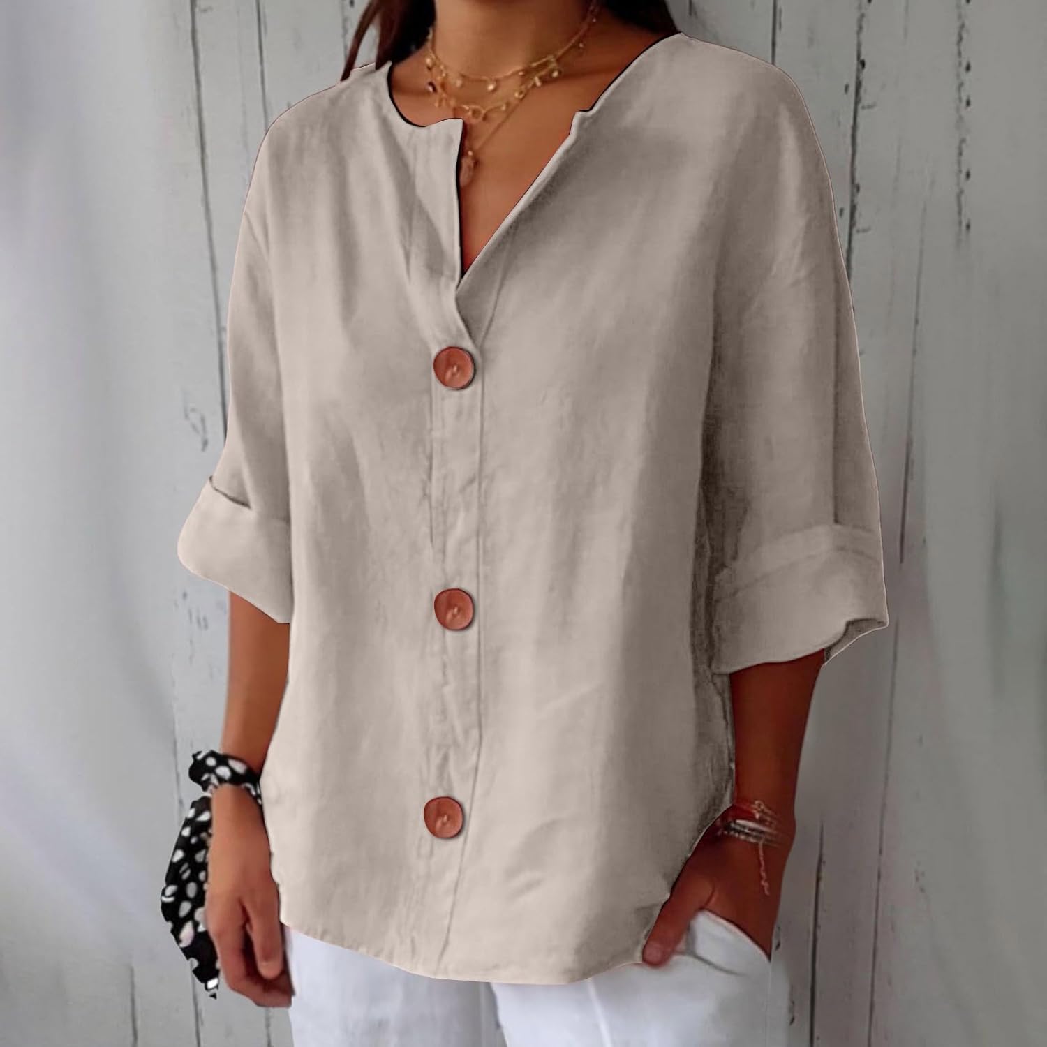 Enora - Blouse en Lin Décontractée