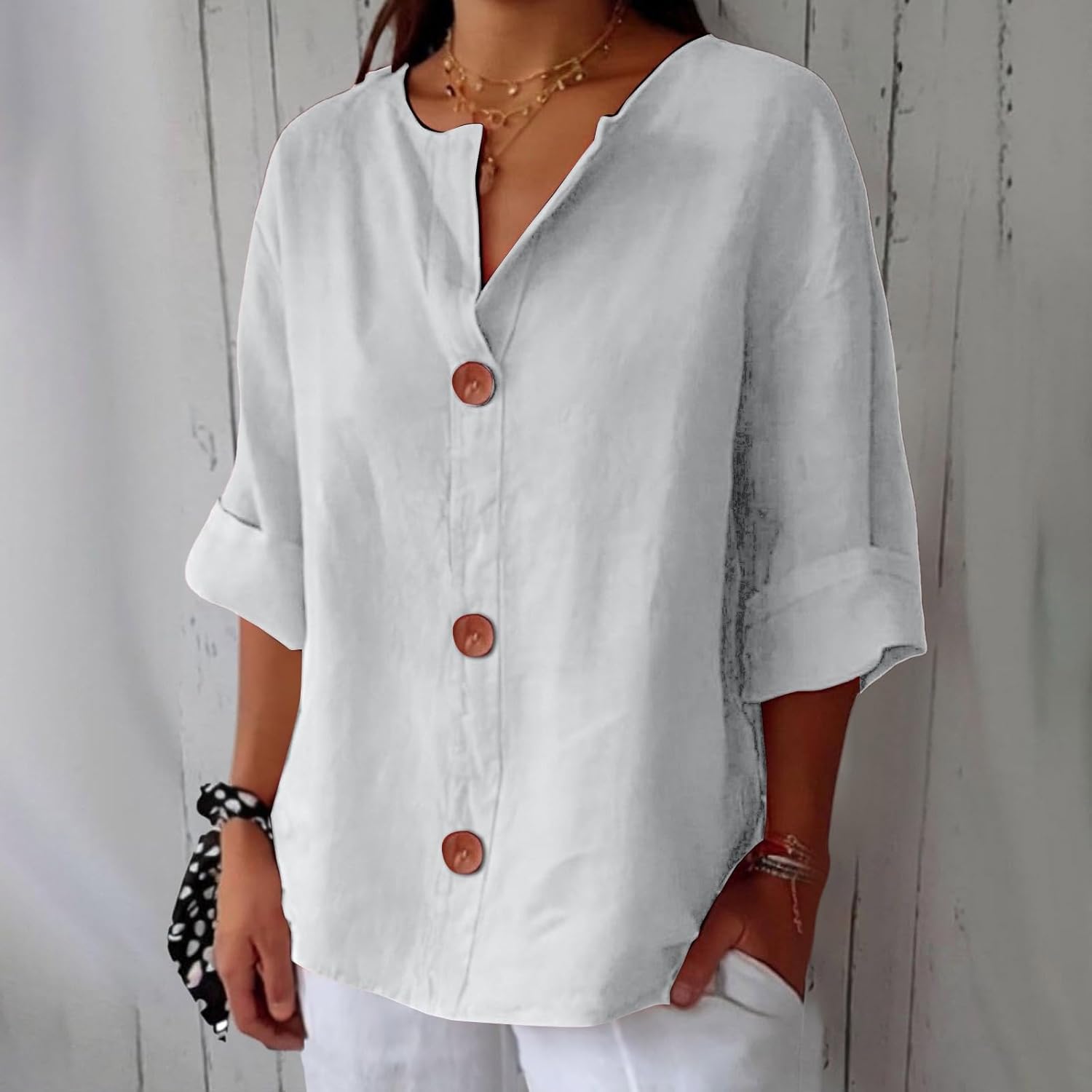 Enora - Blouse en Lin Décontractée
