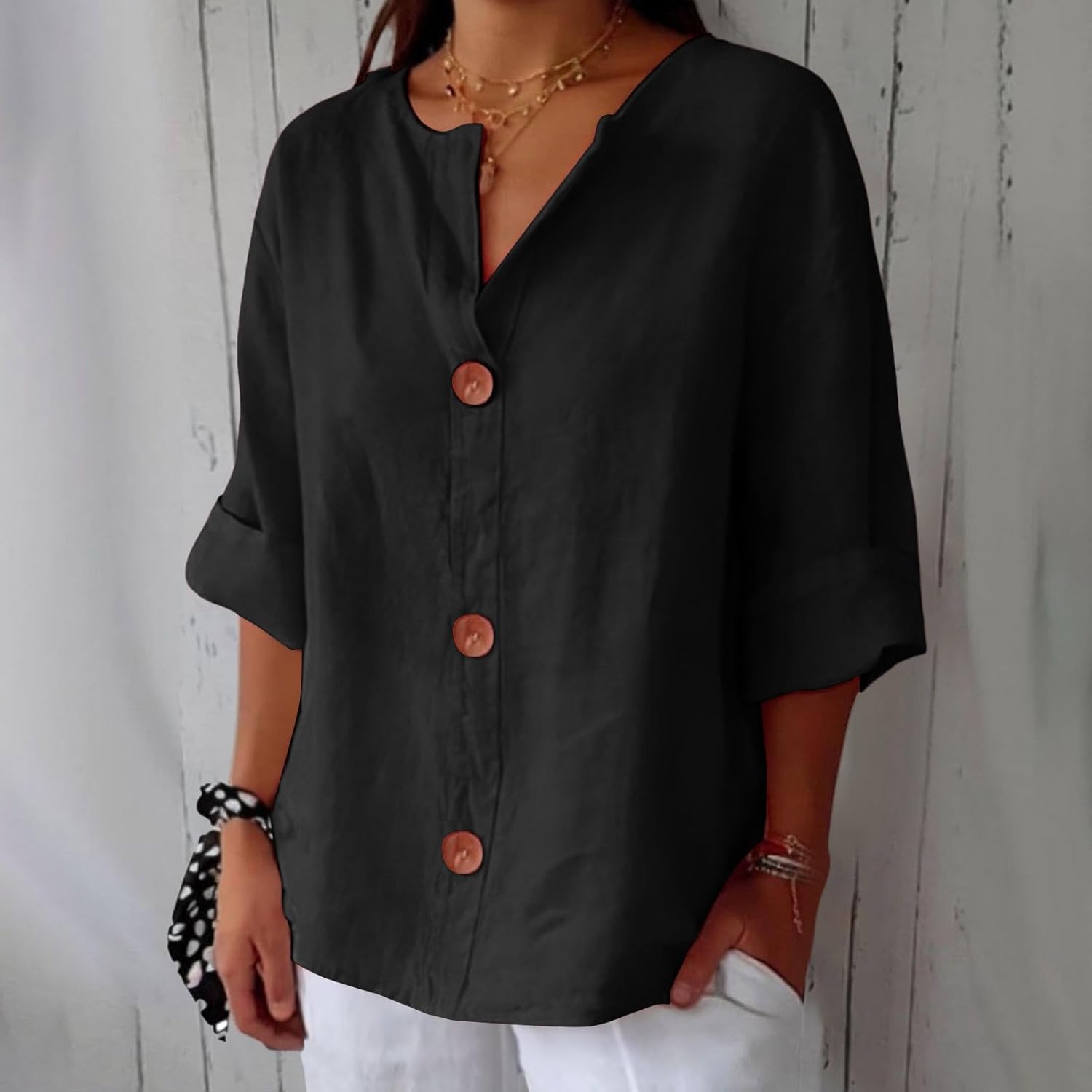 Enora - Blouse en Lin Décontractée