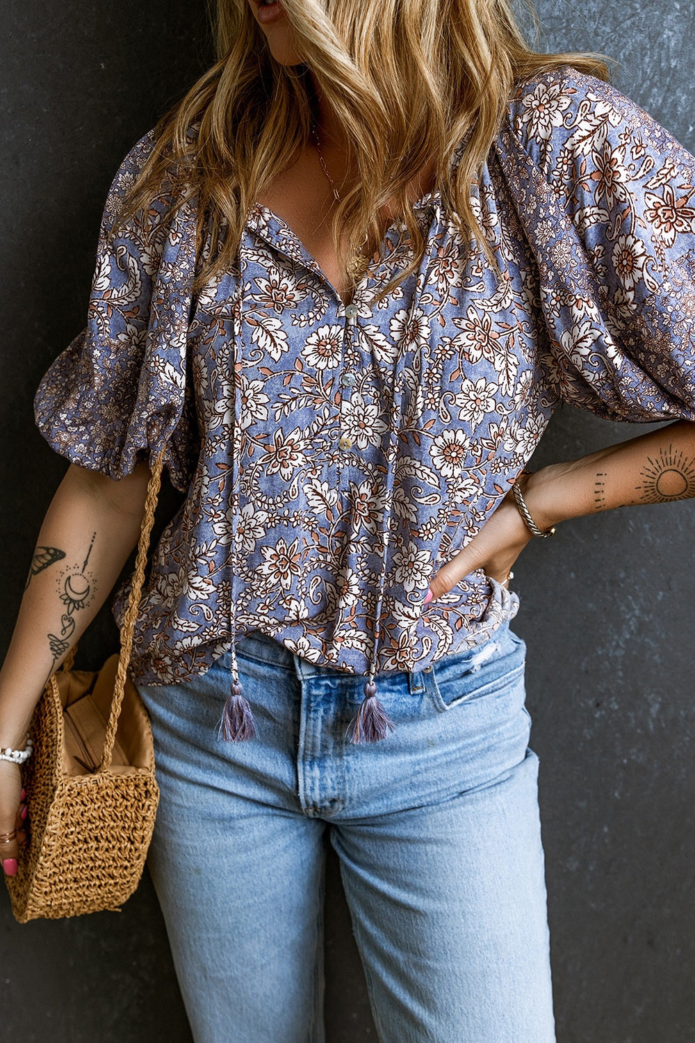 Enora - Chemisier à fleurs Boho