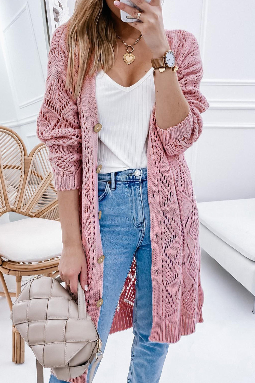 Enora - Cardigan long en dentelle