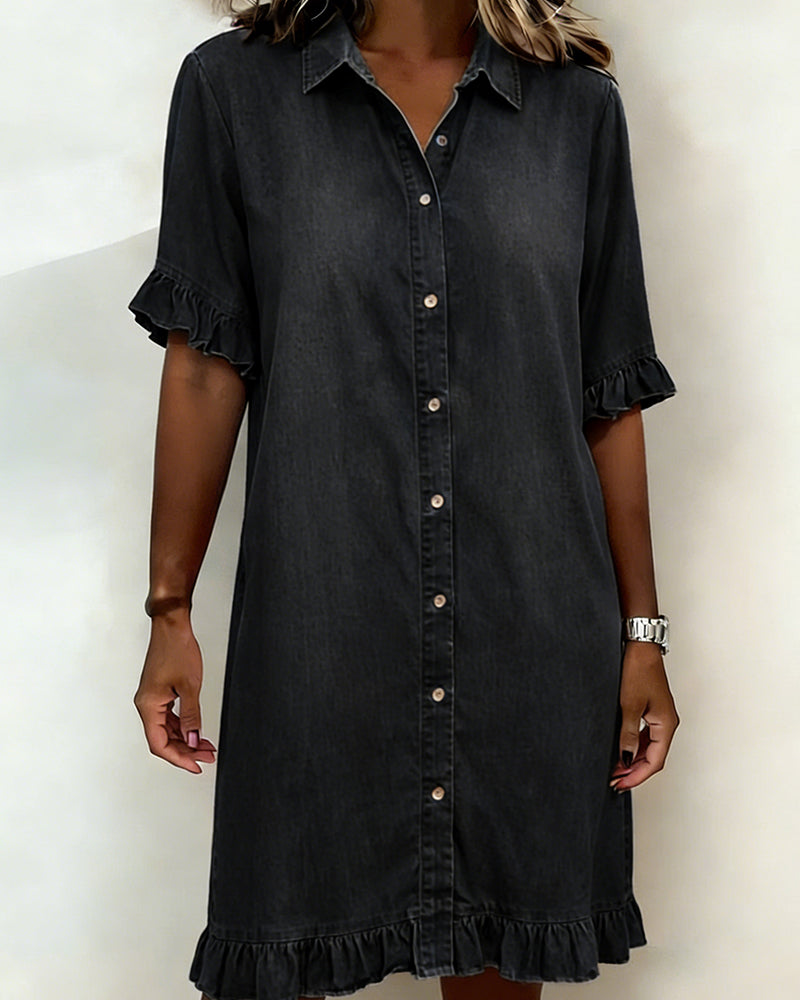 Enora | Robe en Denim Confortable avec Plis Flatteurs