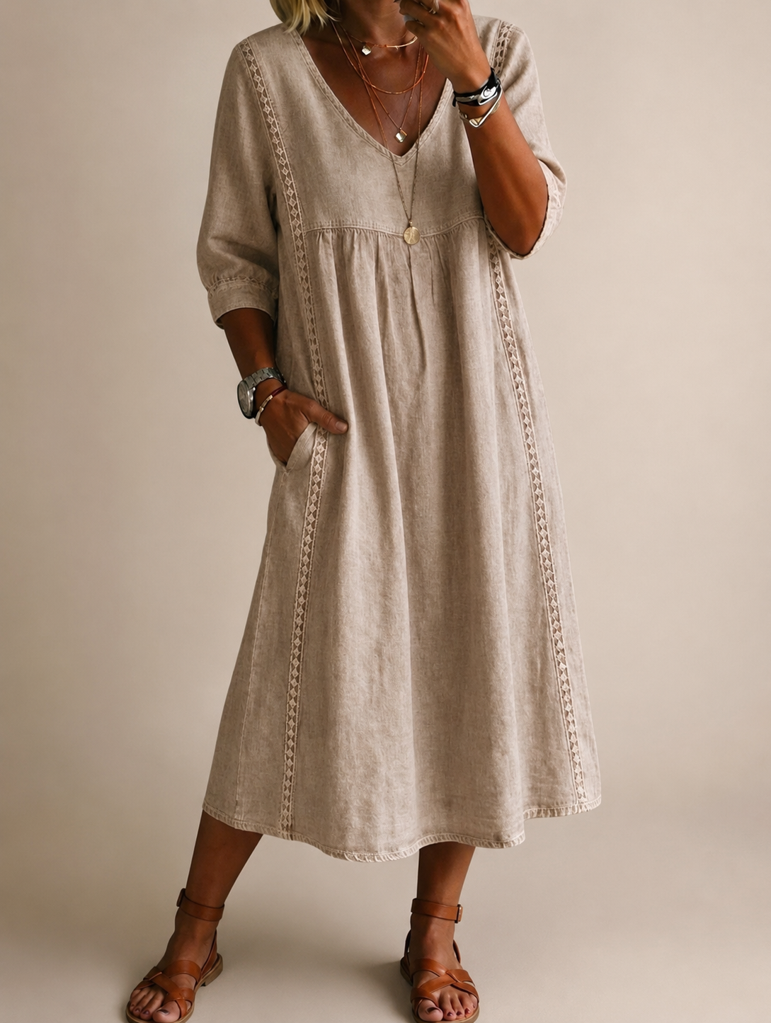 Enora - Robe en lin et coton à la coupe sublimante