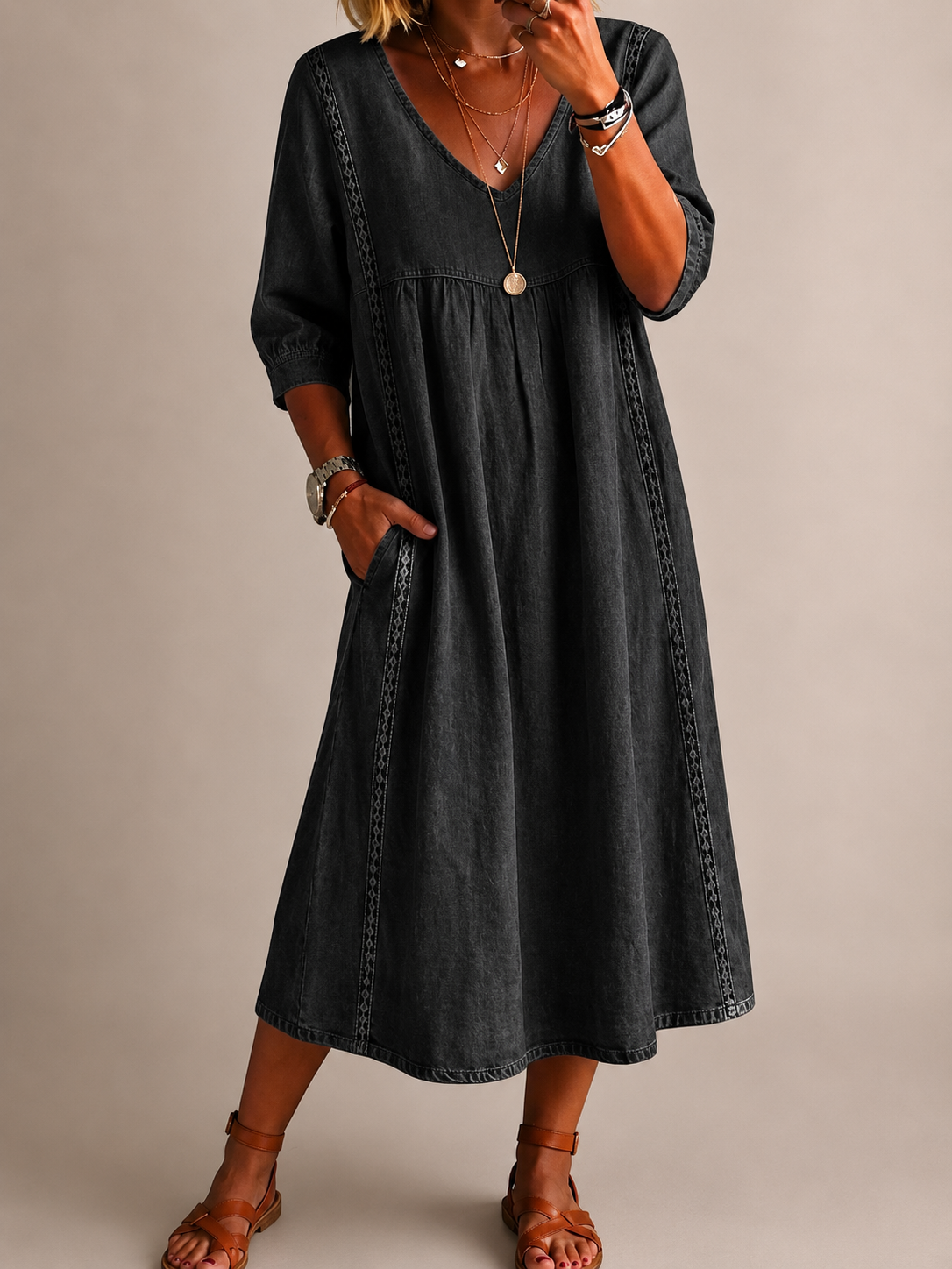 Enora - Robe en lin et coton à la coupe sublimante