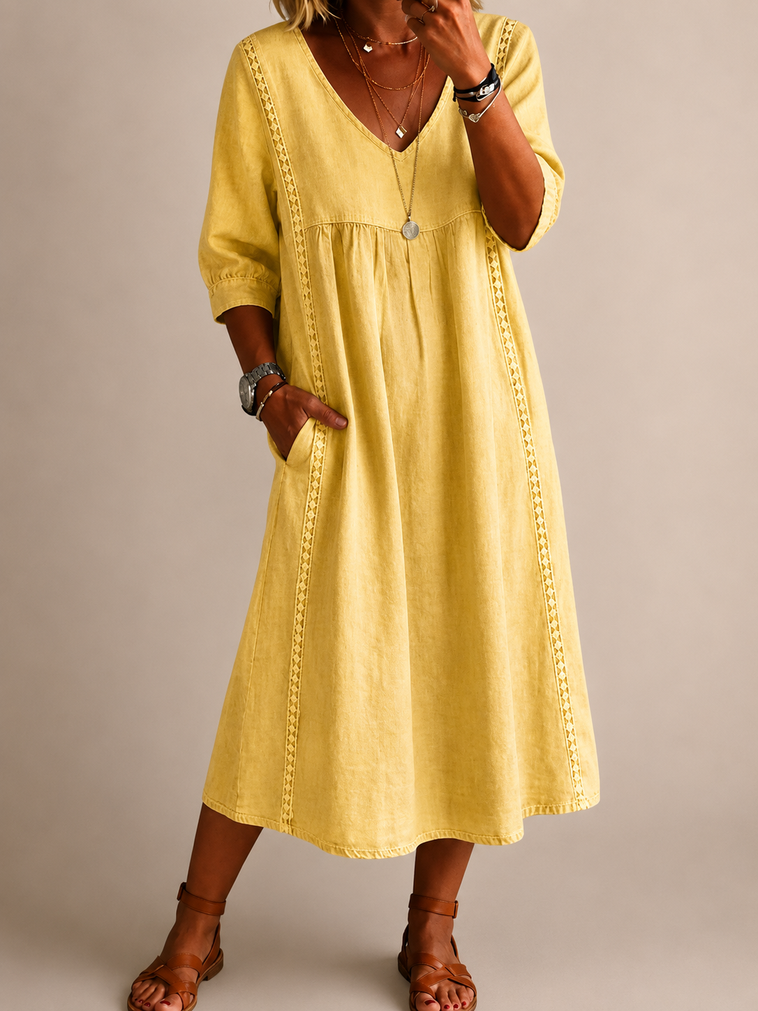 Enora - Robe en lin et coton à la coupe sublimante
