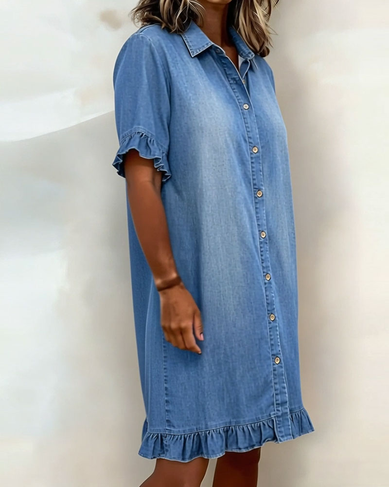 Enora | Robe en Denim Confortable avec Plis Flatteurs