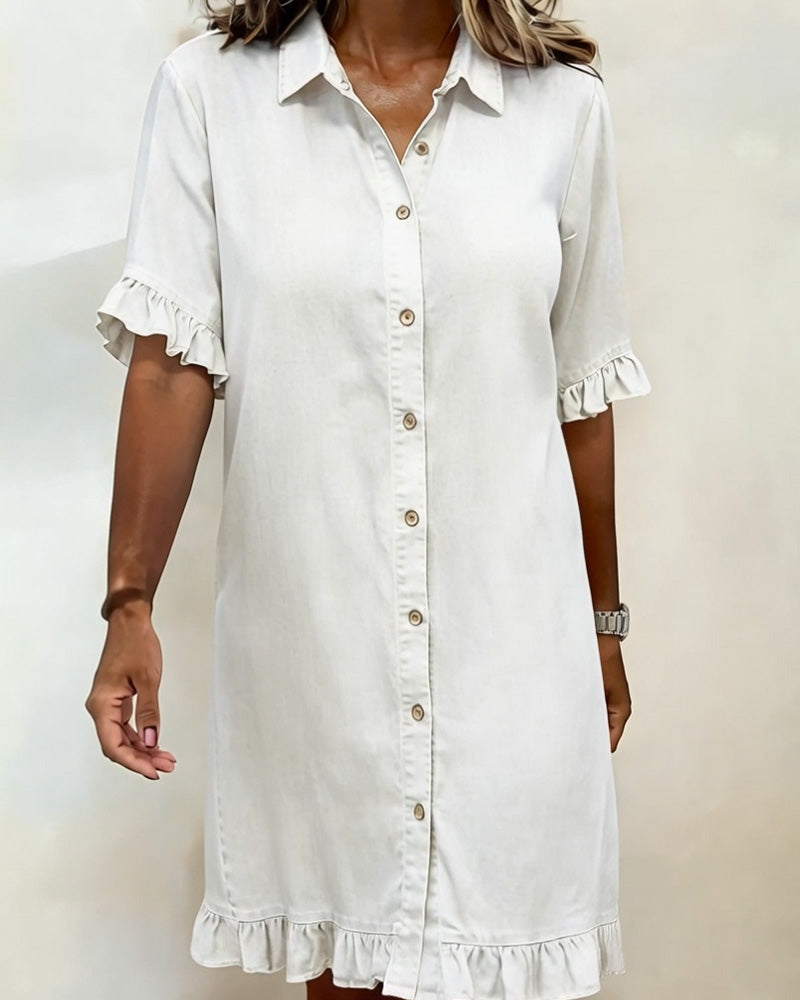 Enora | Robe en Denim Confortable avec Plis Flatteurs