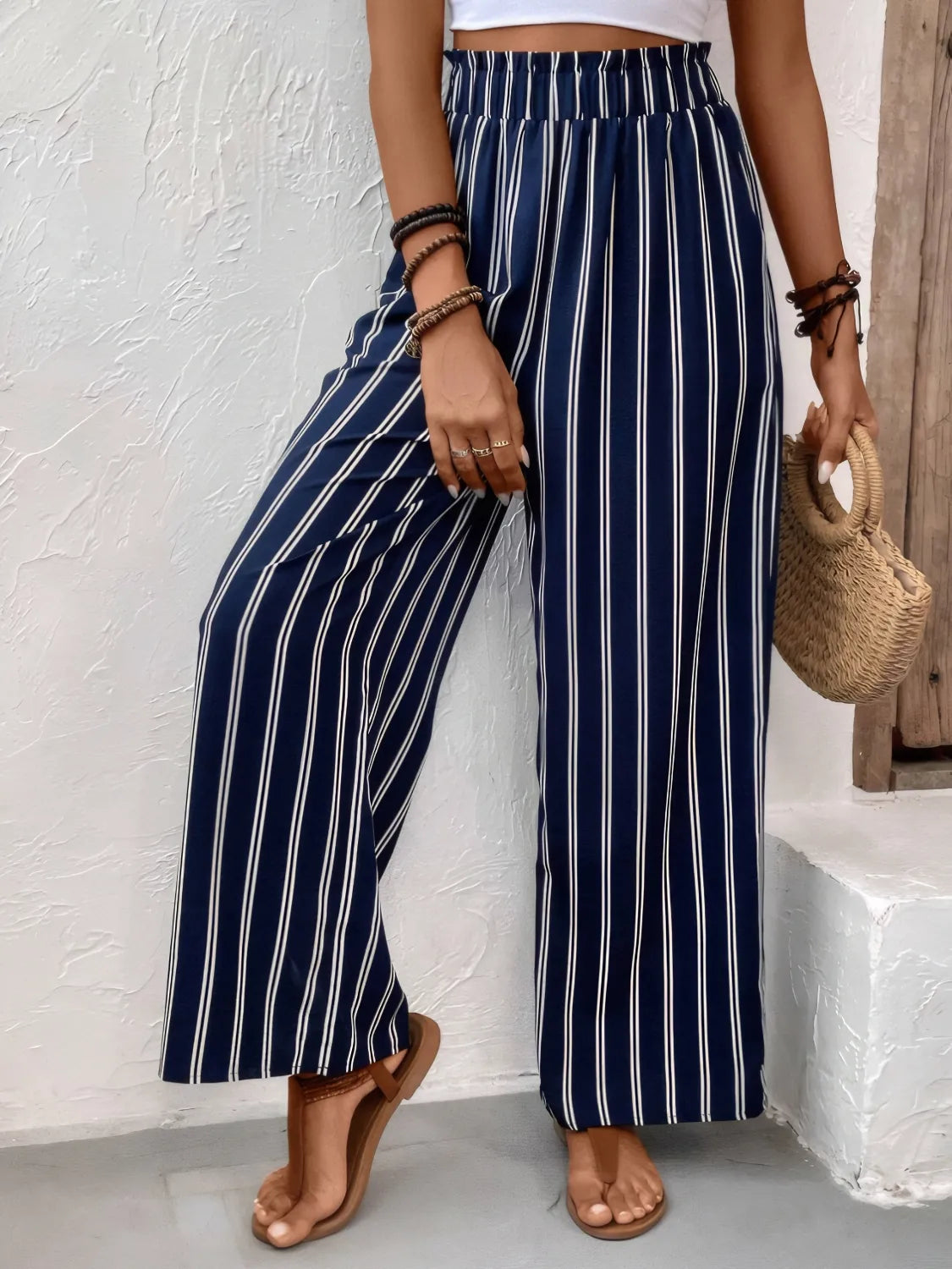 Enora - Pantalon large à rayures