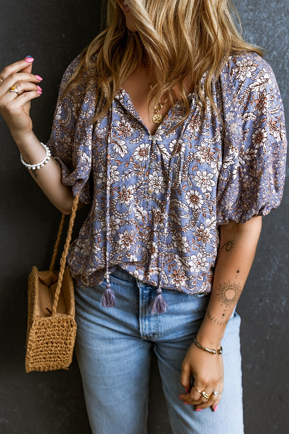 Enora - Chemisier à fleurs Boho